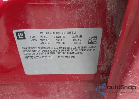 2014 Chevrolet Cruze 1Lt Auto from USA, damaged, VIN 1G1PC5SB1E7191629